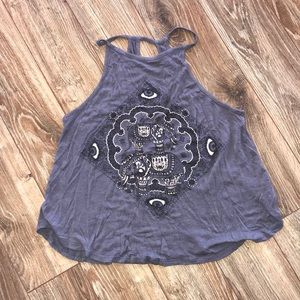 Boho dark grey elephant tank top with black & gold